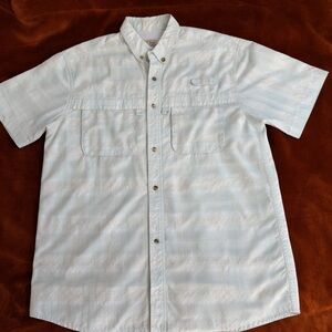 LL Bean Shirt Men Medium Fishing Vented Performance Sportsman Cotton Green Adult